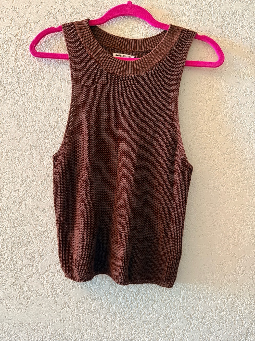 REFORMATION Sleeveless Boho Festival Brown Knit High Neck Sweater Tank Size‎ M